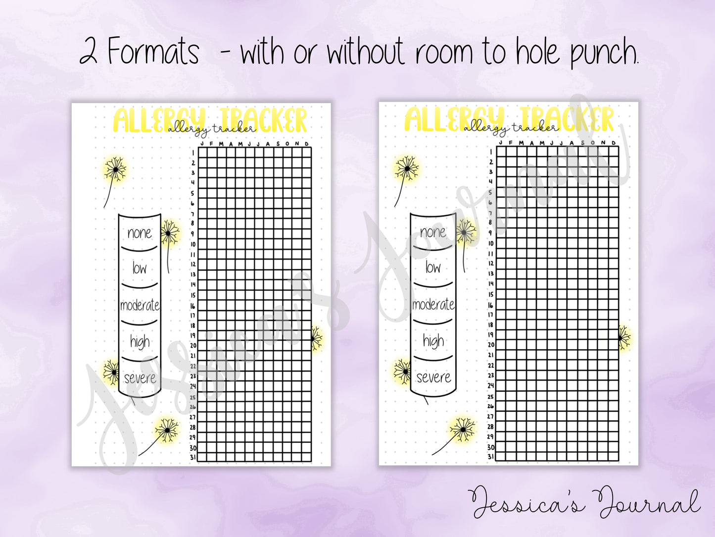 DIGITAL DOWNLOAD PDF Allergy Tracker | Journal Spread