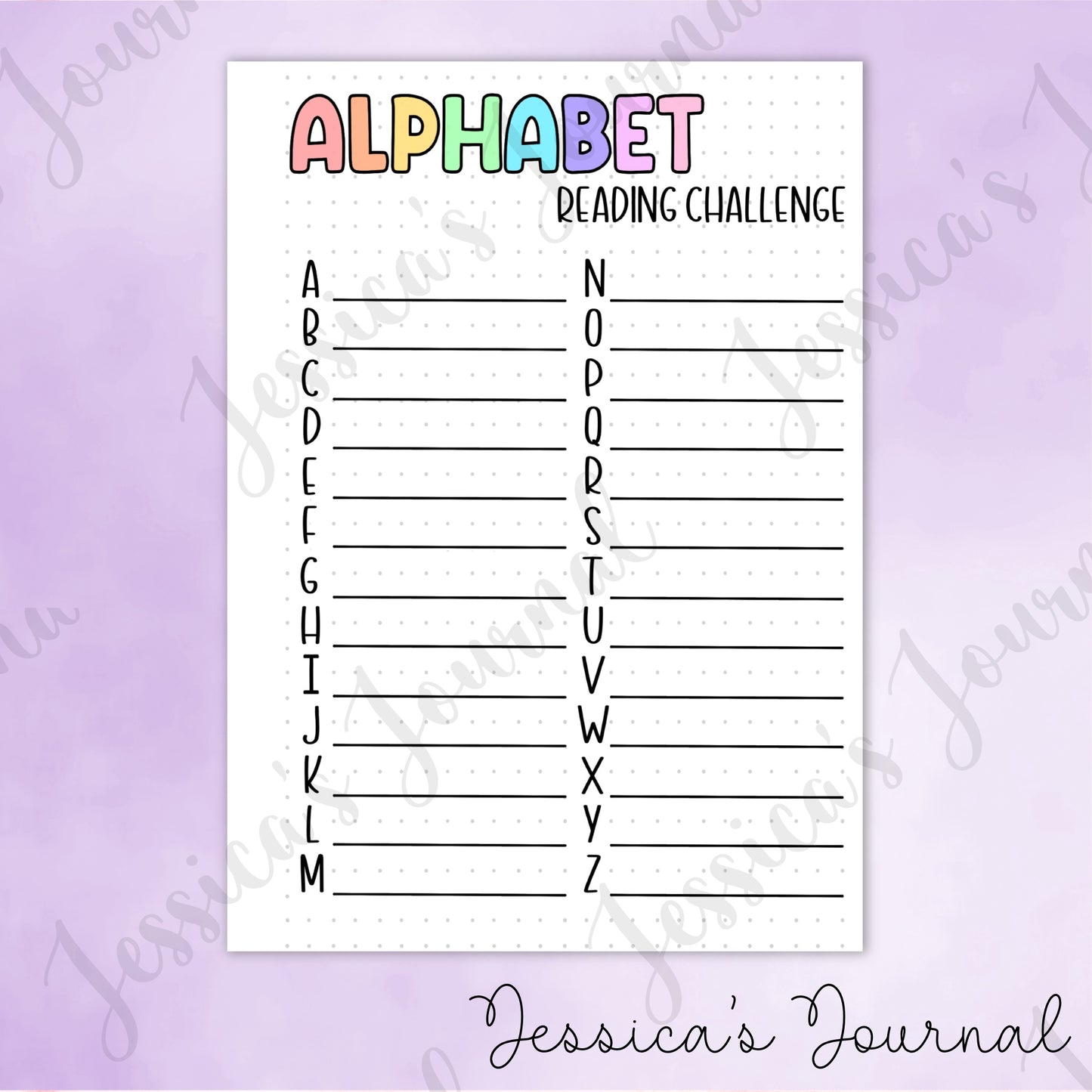 DIGITAL DOWNLOAD PDF Alphabet Challenge | Journal Spread