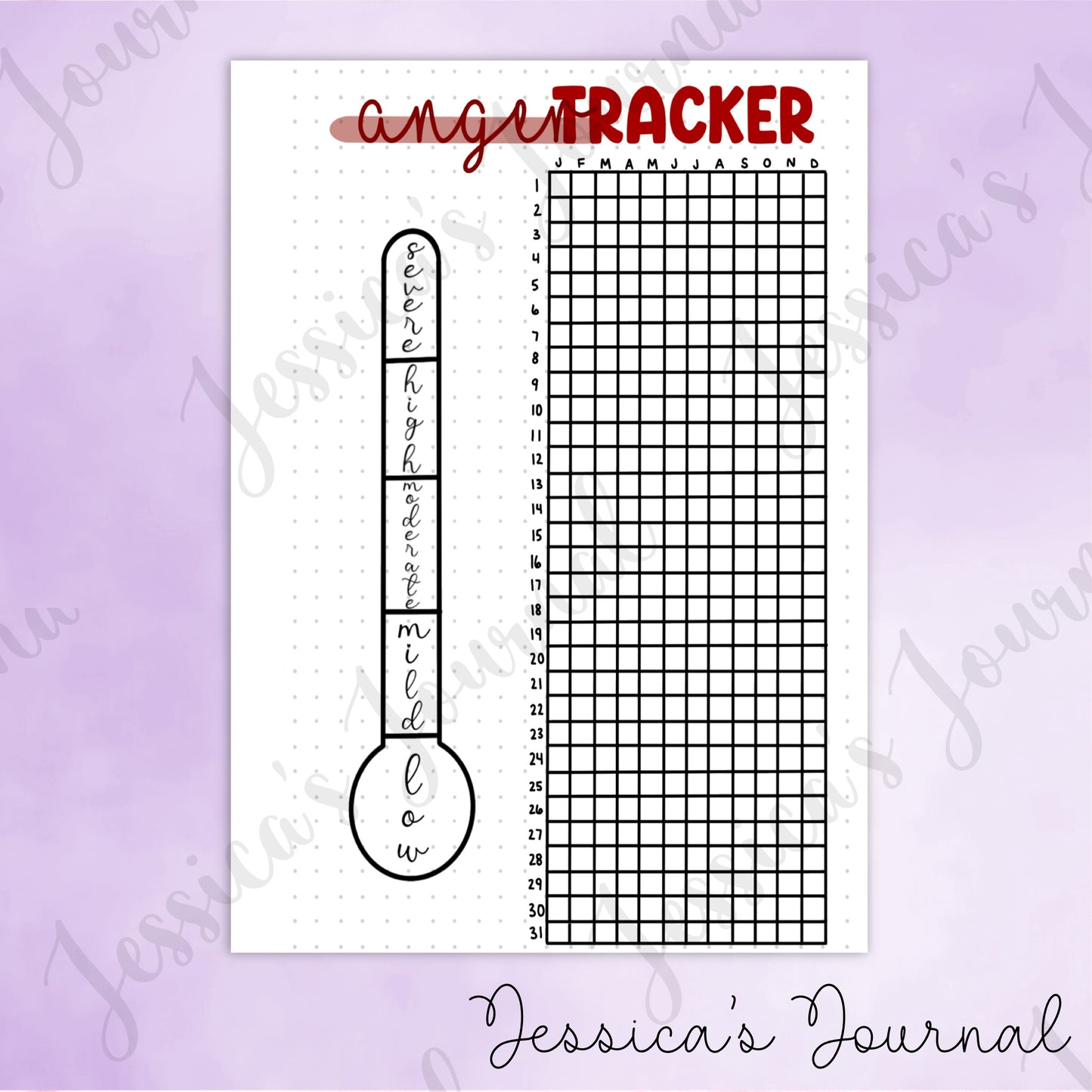 DIGITAL DOWNLOAD PDF Anger Tracker | Journal Spread