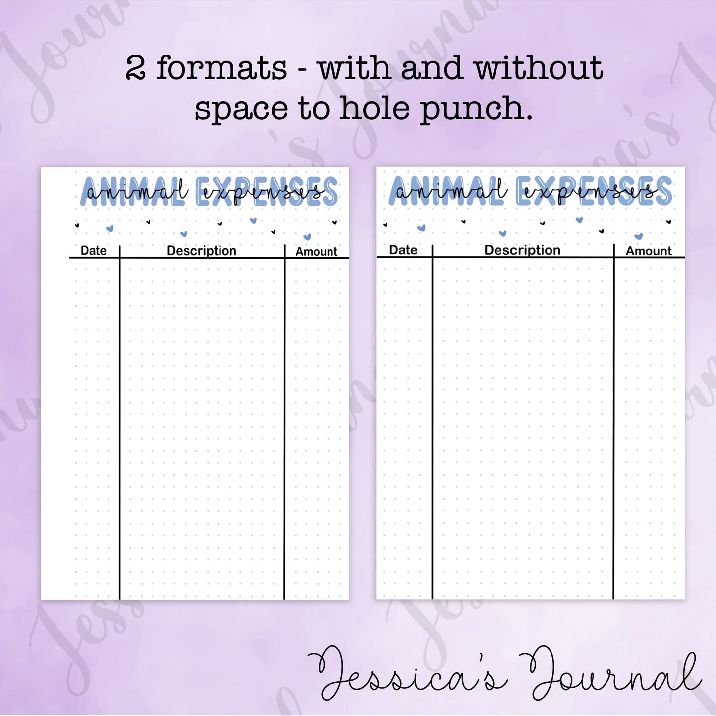 DIGITAL DOWNLOAD PDF Animal Expenses | Journal Spread