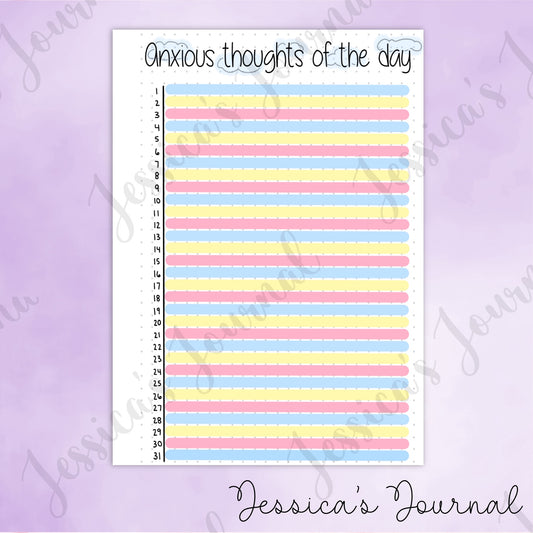 DIGITAL DOWNLOAD PDF Anxious Thoughts of the Day | Journal Spread