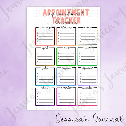 DIGITAL DOWNLOAD PDF Appointment Tracker | Journal Spread