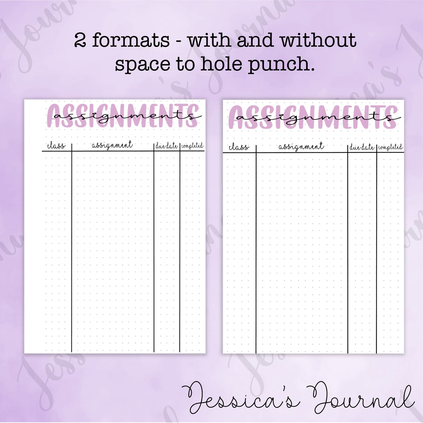 DIGITAL DOWNLOAD PDF Assignment Tracker | Journal Spread