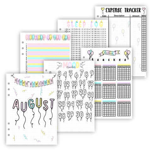 Birthday Themed Monthly Page Bundles