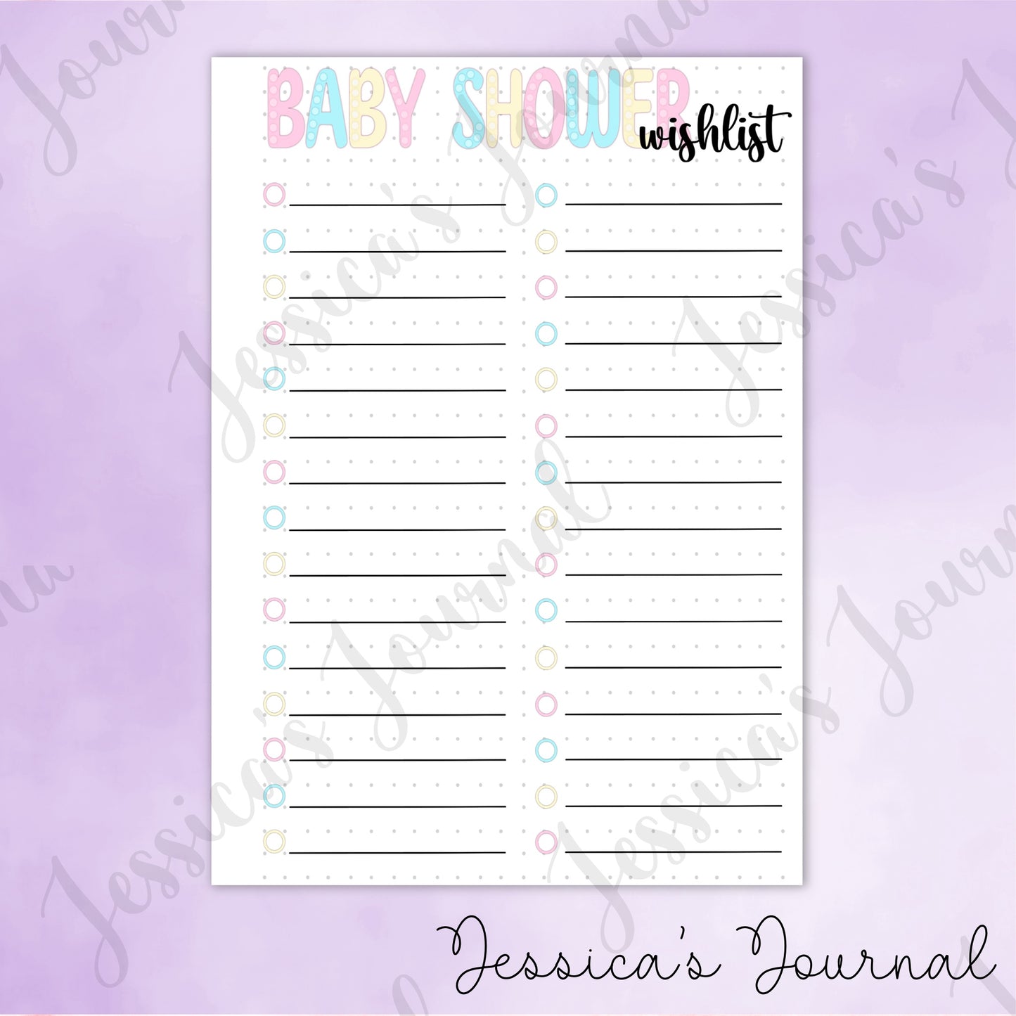 DIGITAL DOWNLOAD PDF Baby Shower Wishlist | Pregnancy Journal Spread