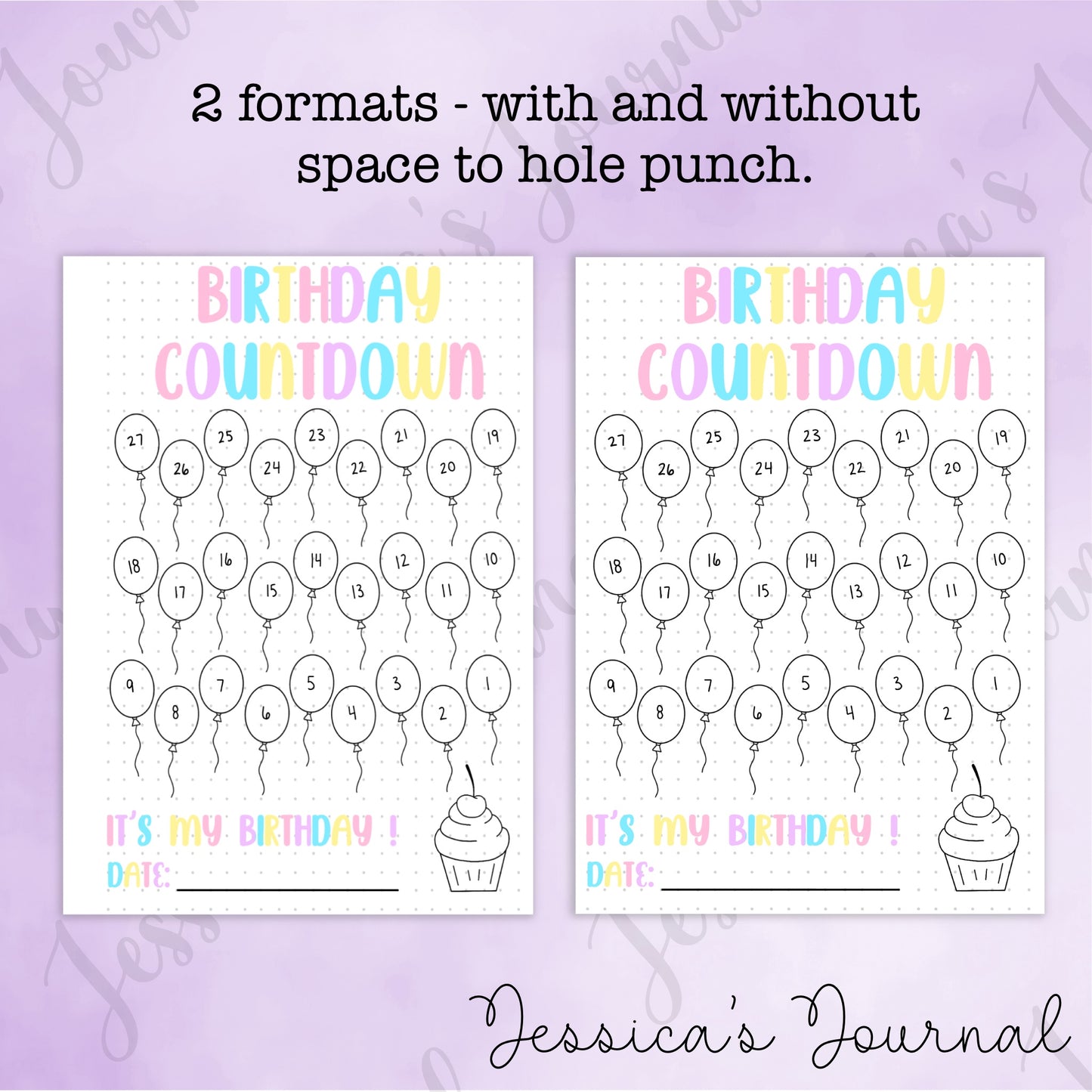 DIGITAL DOWNLOAD PDF Birthday Countdown Tracker | Journal Spread