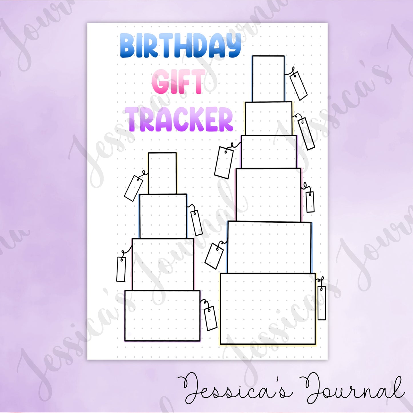 DIGITAL DOWNLOAD PDF Birthday Gift Tracker | Journal Spread