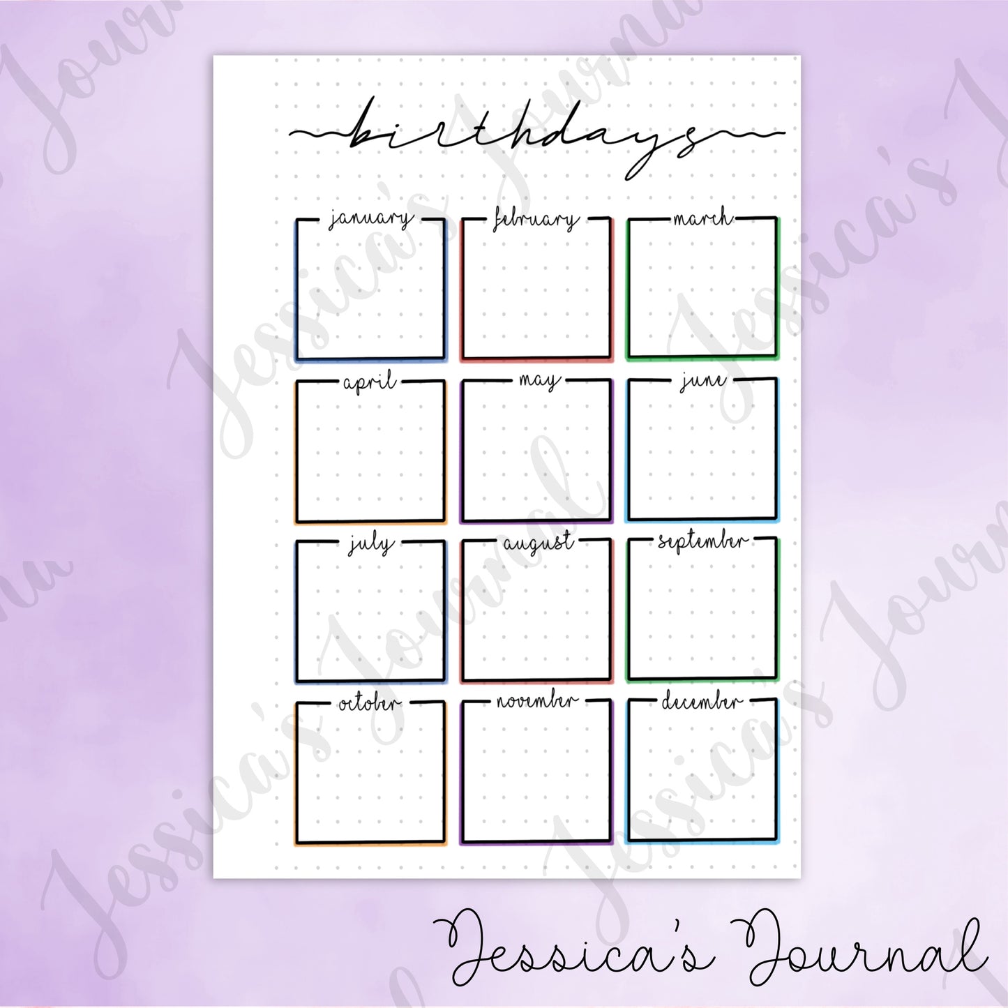 DIGITAL DOWNLOAD PDF Birthday Tracker | Journal Spread