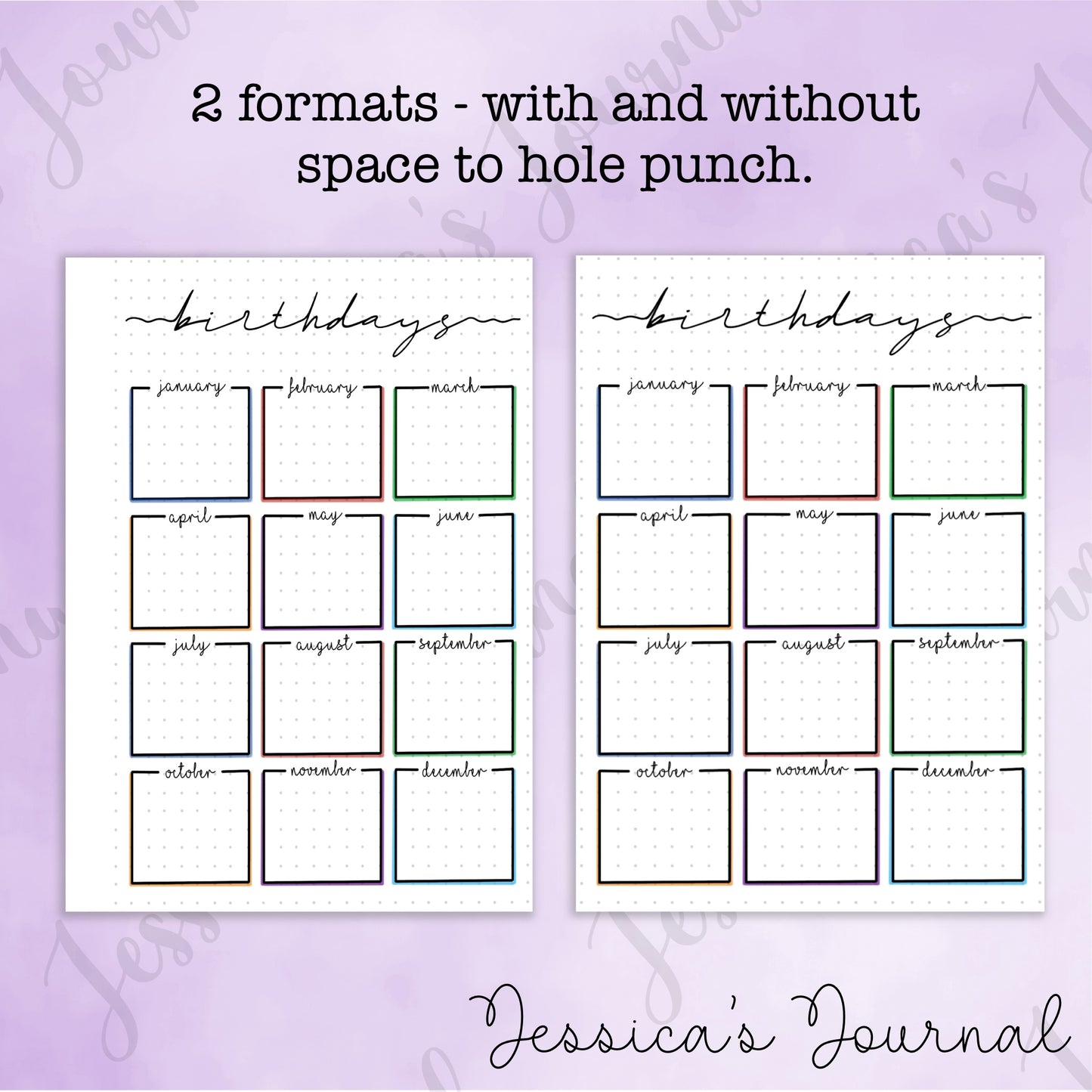 DIGITAL DOWNLOAD PDF Birthday Tracker | Journal Spread