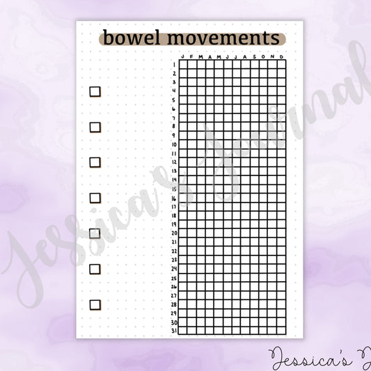 DIGITAL DOWNLOAD PDF Bowel Movement Tracker | Journal Spread