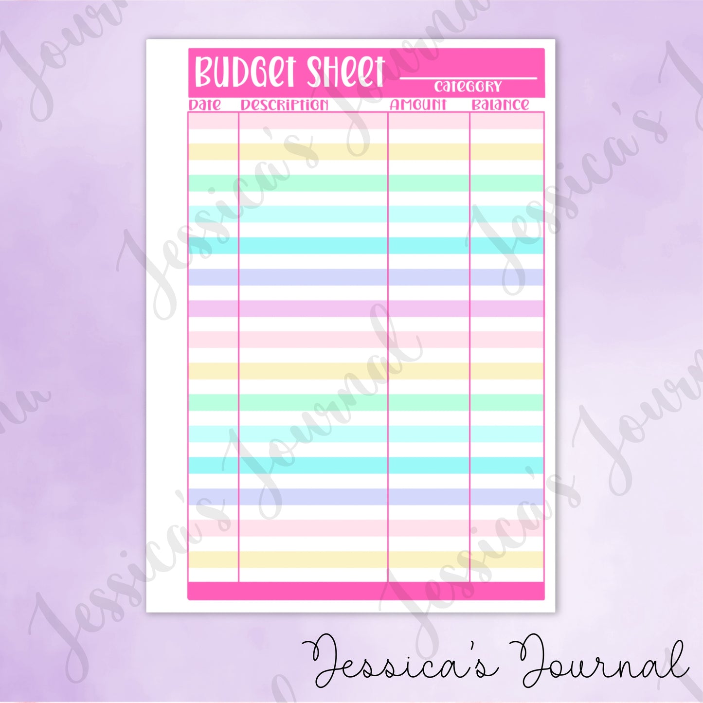 DIGITAL DOWNLOAD PDF Budget Sheet | Journal Spread