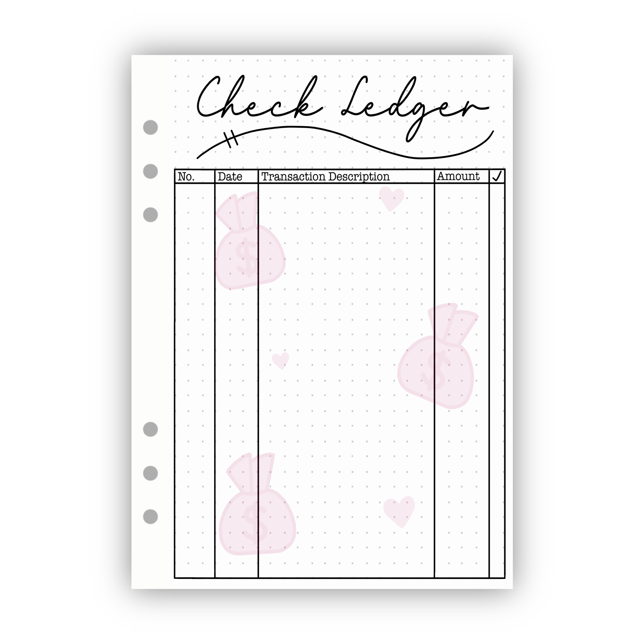 Check Ledger | Binder-Ready Journal Page