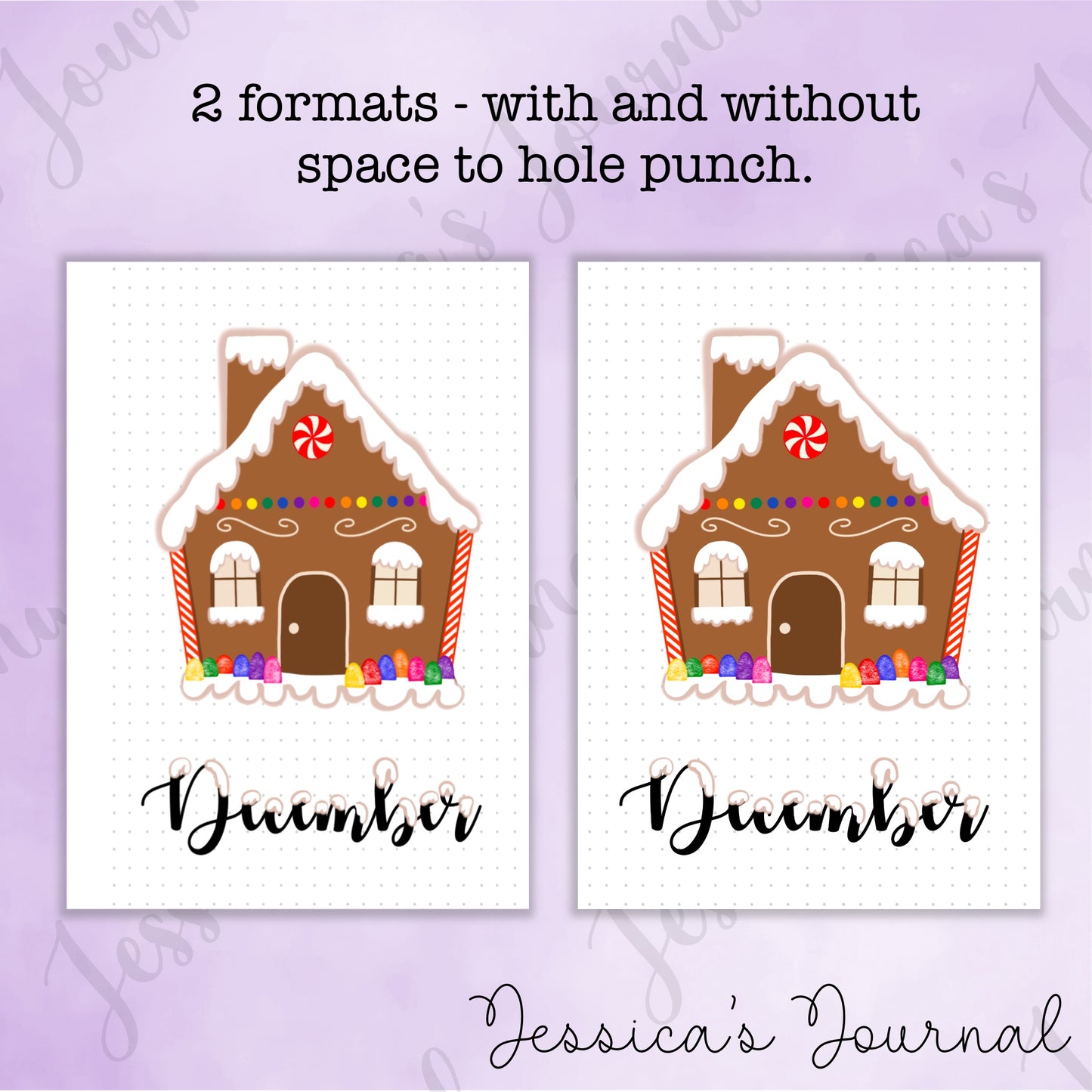 Digital Download PDF December Gingerbread House Themed Monthly Spreads | 2024