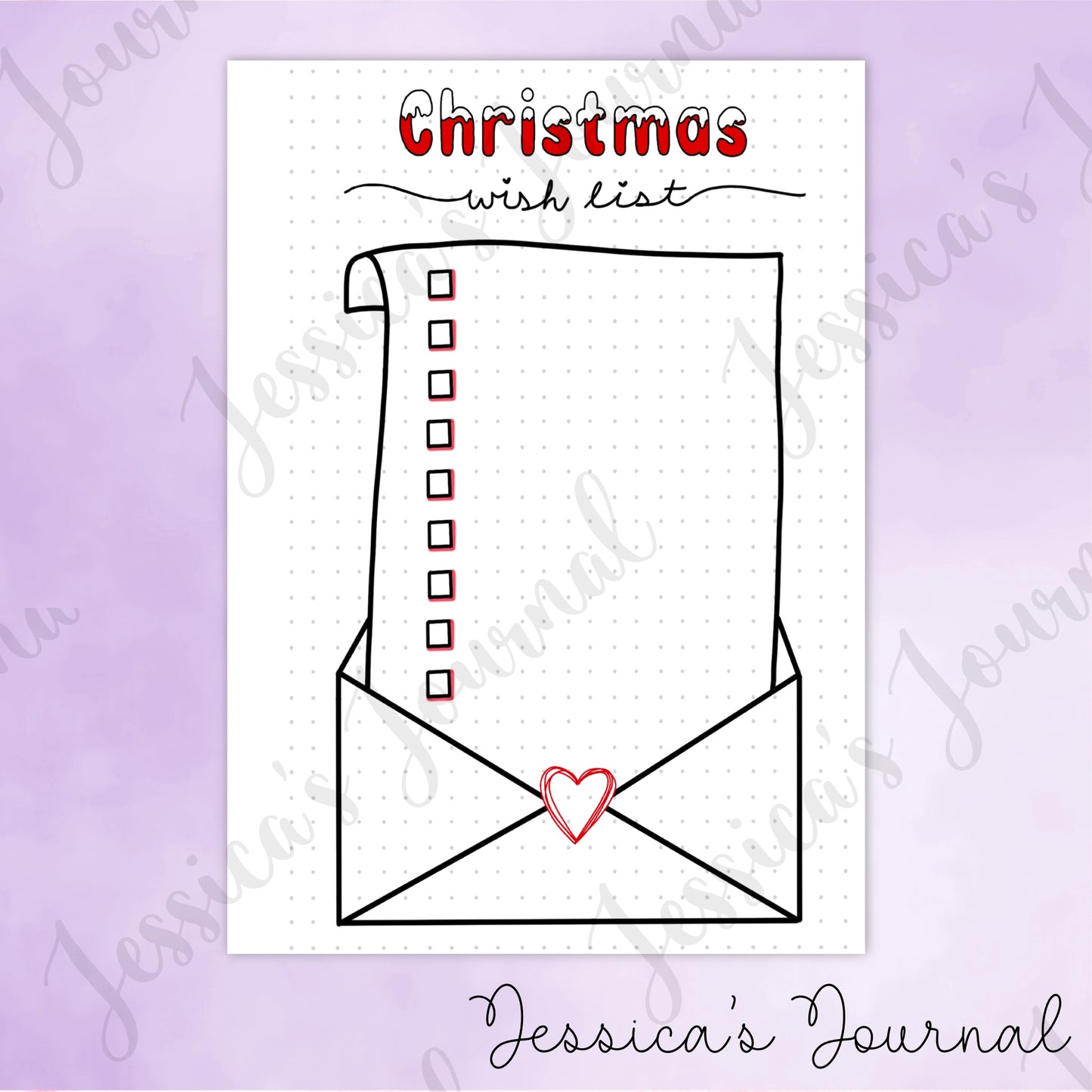 DIGITAL DOWNLOAD PDF Christmas Wish List | Journal Spread