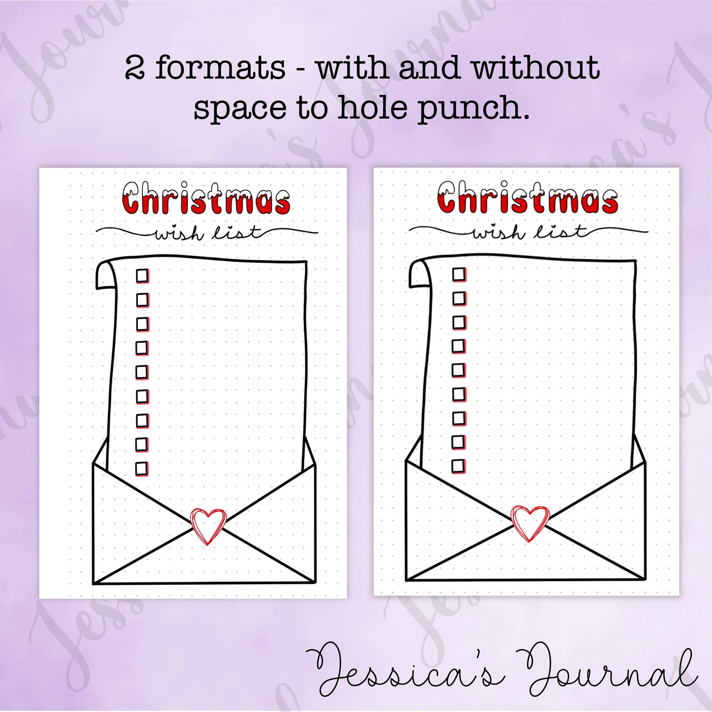 DIGITAL DOWNLOAD PDF Christmas Wish List | Journal Spread