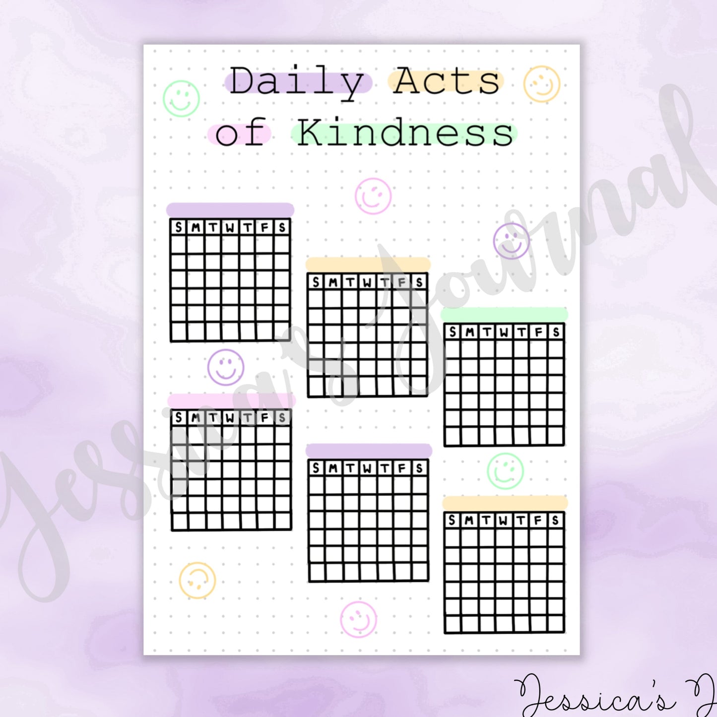 DIGITAL DOWNLOAD PDF Daily Acts of Kindness Tracker | Journal Spread