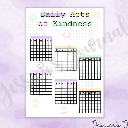 DIGITAL DOWNLOAD PDF Daily Acts of Kindness Tracker | Journal Spread