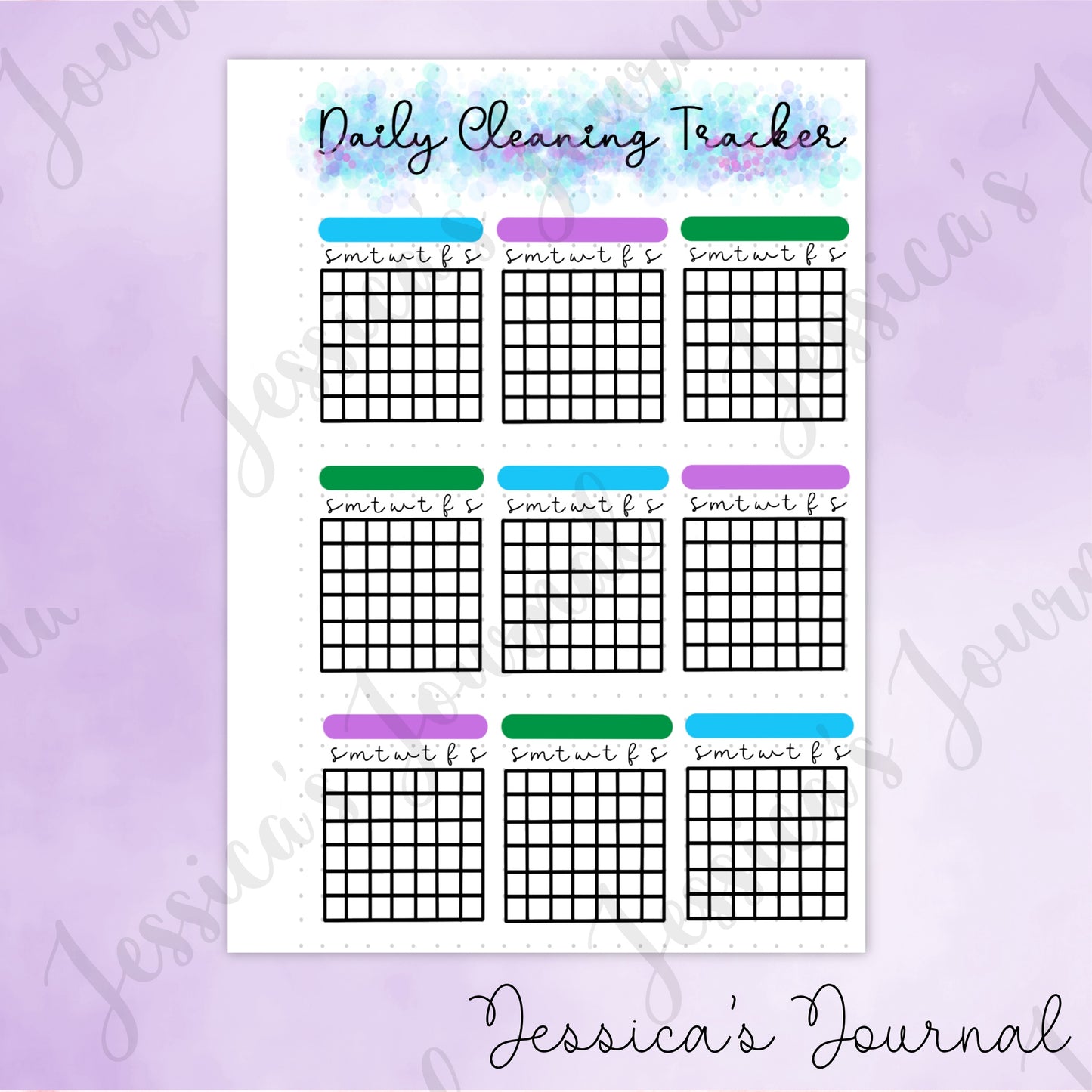 DIGITAL DOWNLOAD PDF Daily Cleaning Tracker | Journal Spread