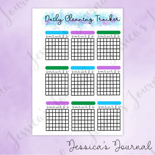 DIGITAL DOWNLOAD PDF Daily Cleaning Tracker | Journal Spread