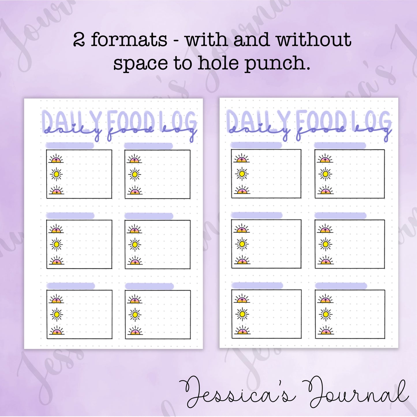 DIGITAL DOWNLOAD PDF Daily Food Log | Journal Spread