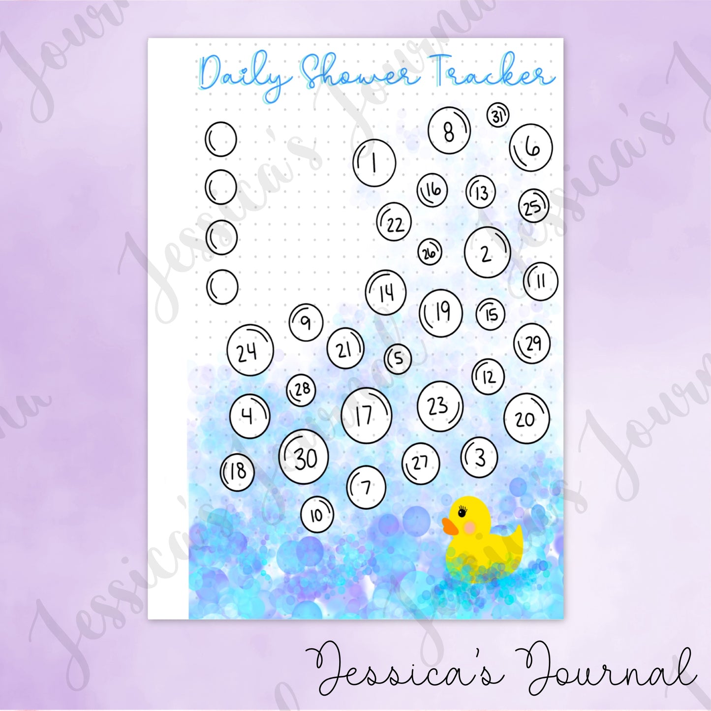 DIGITAL DOWNLOAD PDF Monthly Shower Tracker | Journal Spread