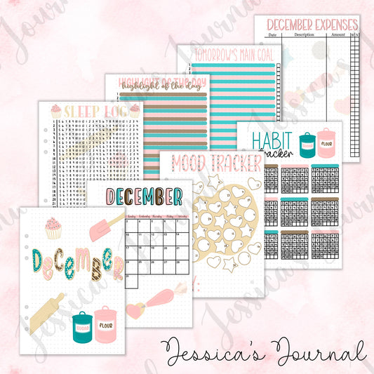 December Baking Themed Monthly Spreads | 2024