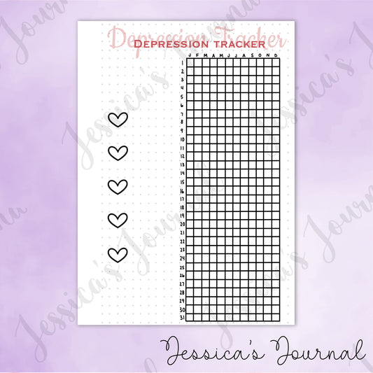 DIGITAL DOWNLOAD PDF Depression Tracker | Journal Spread