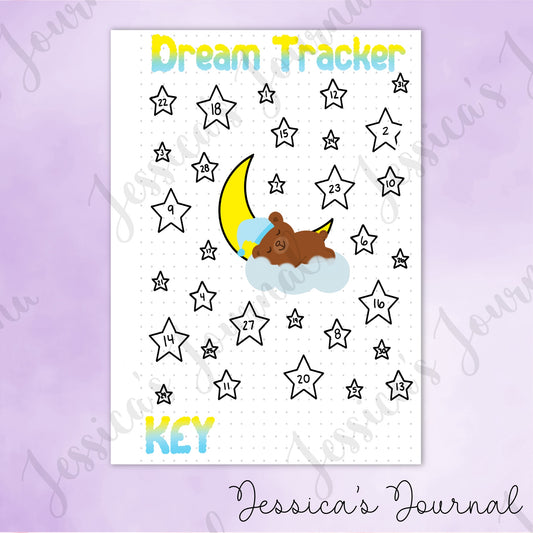 DIGITAL DOWNLOAD PDF Monthly Dream Tracker | Journal Spread