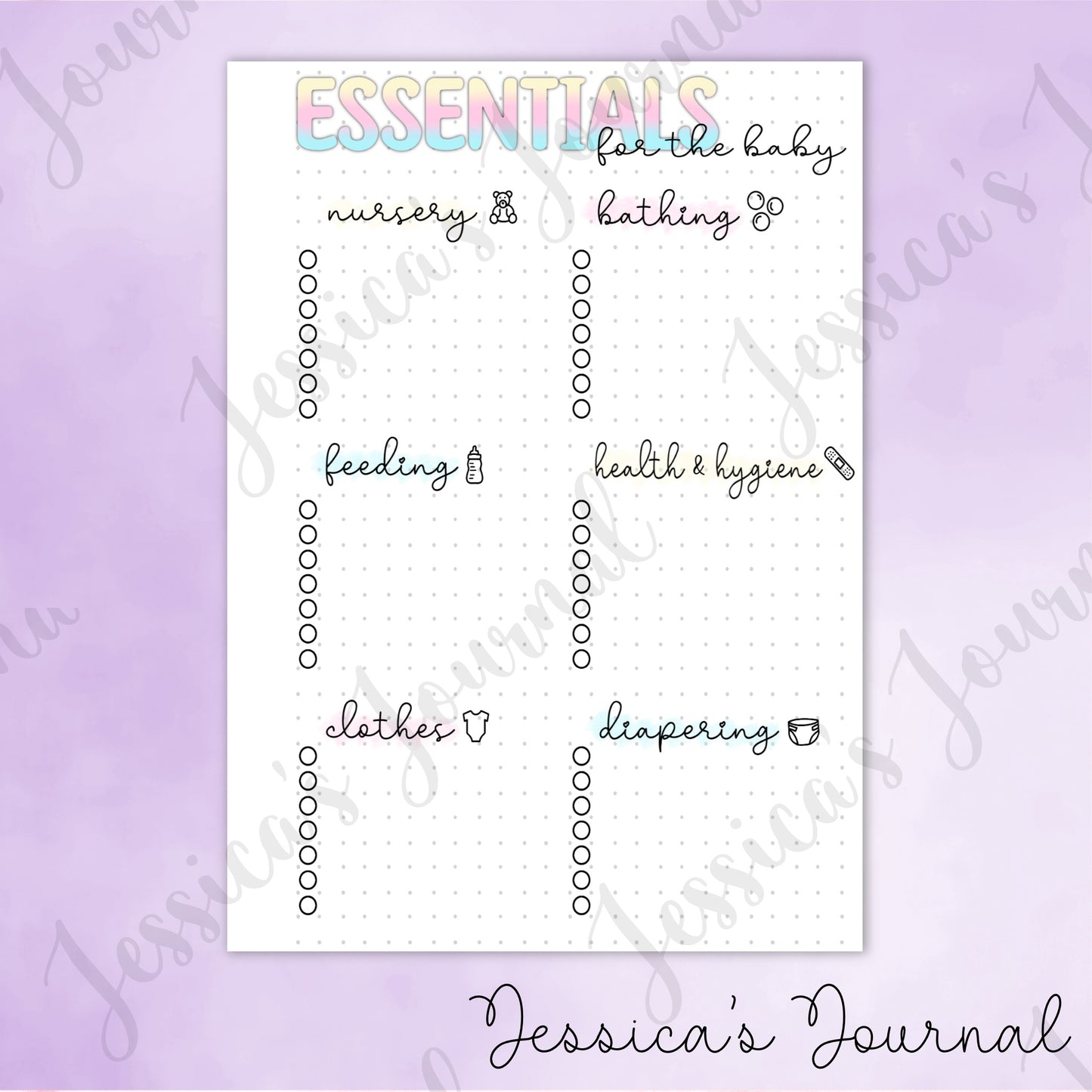 DIGITAL DOWNLOAD PDF Essentials for the Baby | Pregnancy Journal Spread