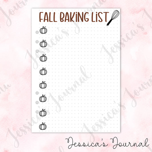 Fall Baking List | Journal Spread