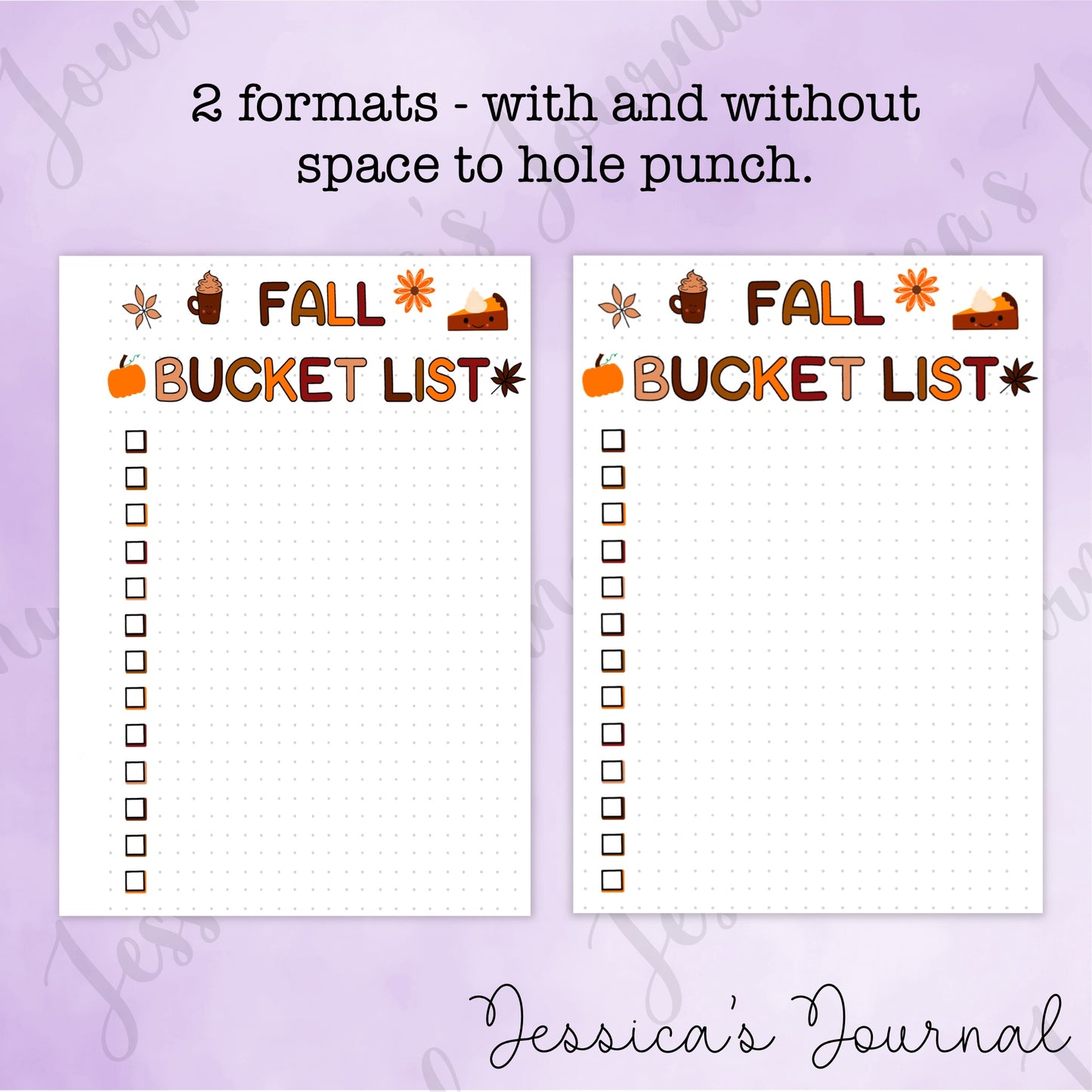 DIGITAL DOWNLOAD PDF Fall Bucket List | Journal Spread