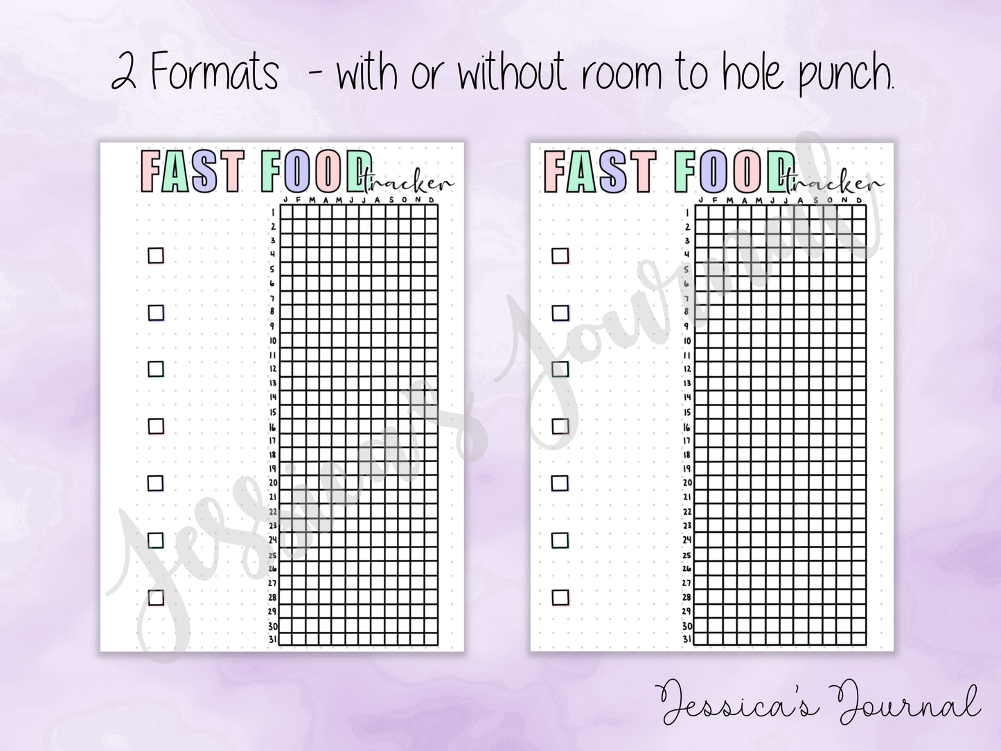 DIGITAL DOWNLOAD PDF Fast Food Tracker | Journal Spread