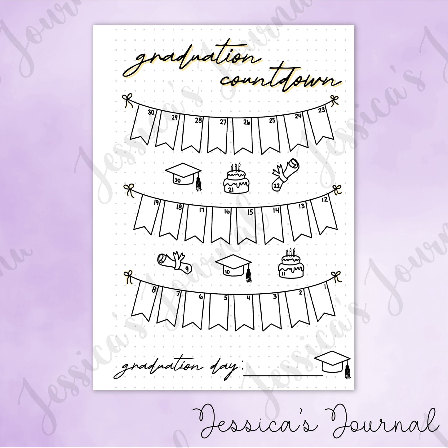 DIGITAL DOWNLOAD PDF Graduation Countdown | Journal Spread