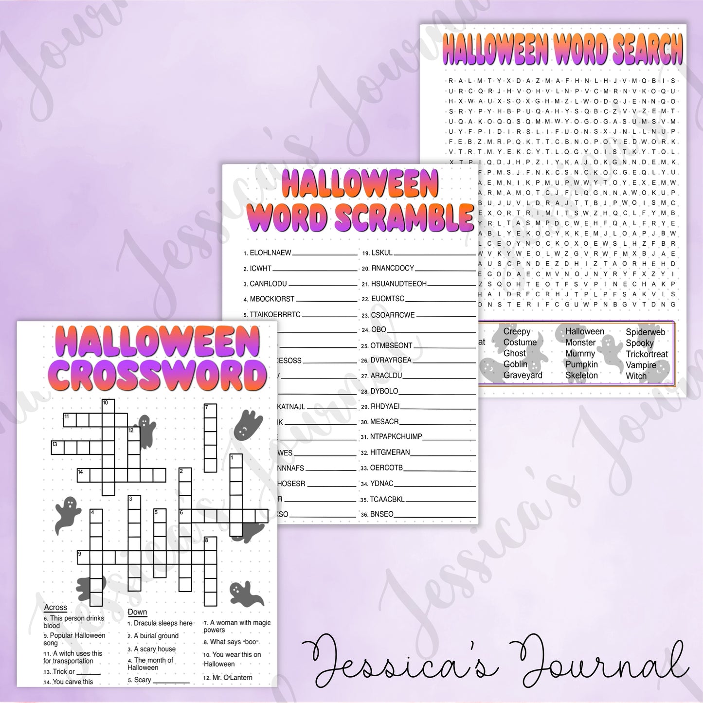 DIGITAL DOWNLOAD PDF Halloween Activity Pages | Journal Spread