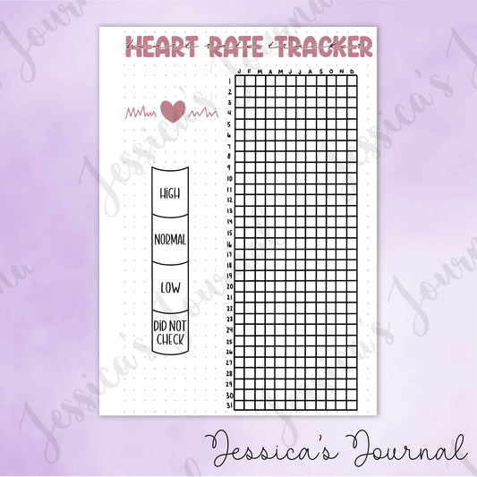 DIGITAL DOWNLOAD PDF Heart Rate Tracker | Journal Spread