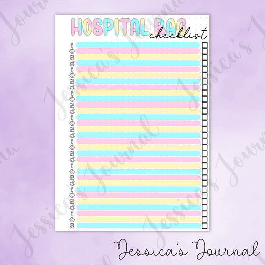 DIGITAL DOWNLOAD PDF Hospital Bag Checklist | Pregnancy Journal Spread