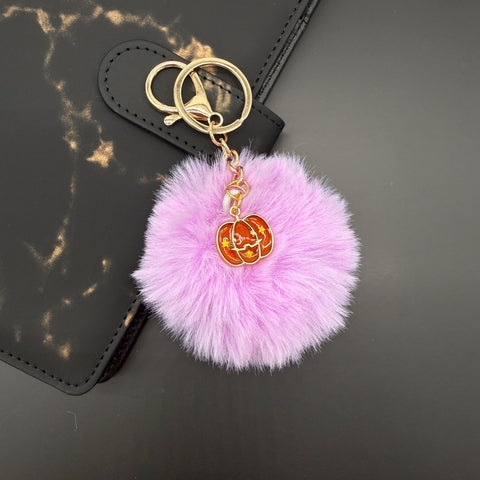 Halloween Charm Pom Pom Keychain