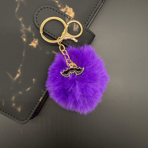 Halloween Charm Pom Pom Keychain