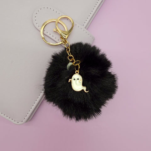 Halloween Charm Pom Pom Keychain