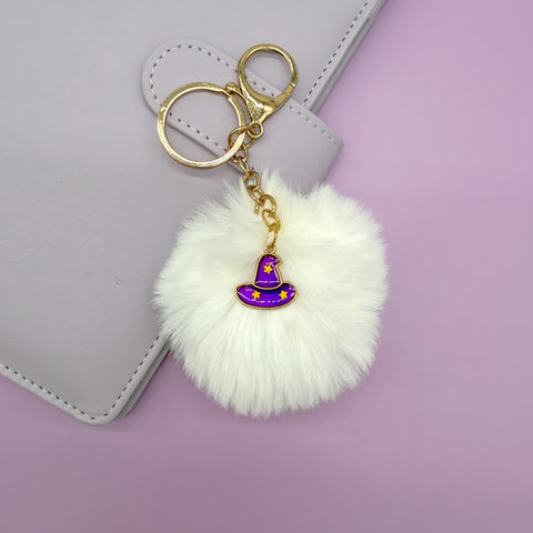 Halloween Charm Pom Pom Keychain