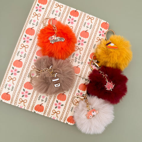 Fall Charm Pom Pom Keychain