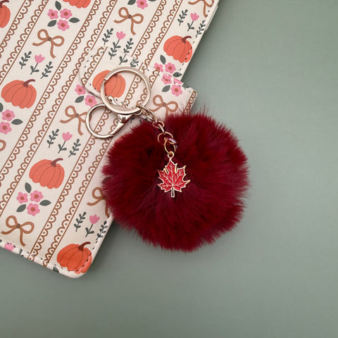 Fall Charm Pom Pom Keychain