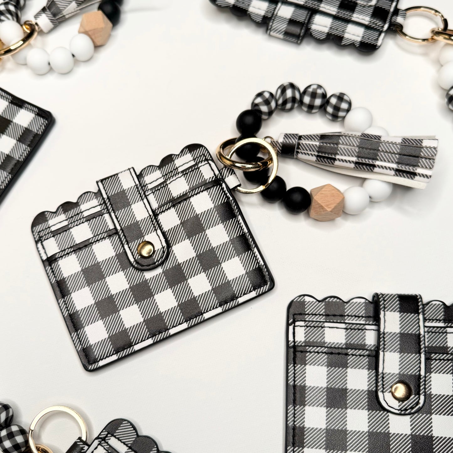 Plaid Wallet Wristlet Keychain