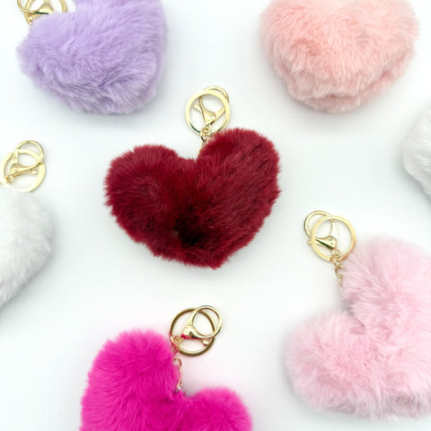 Heart Pom Pom Keychain