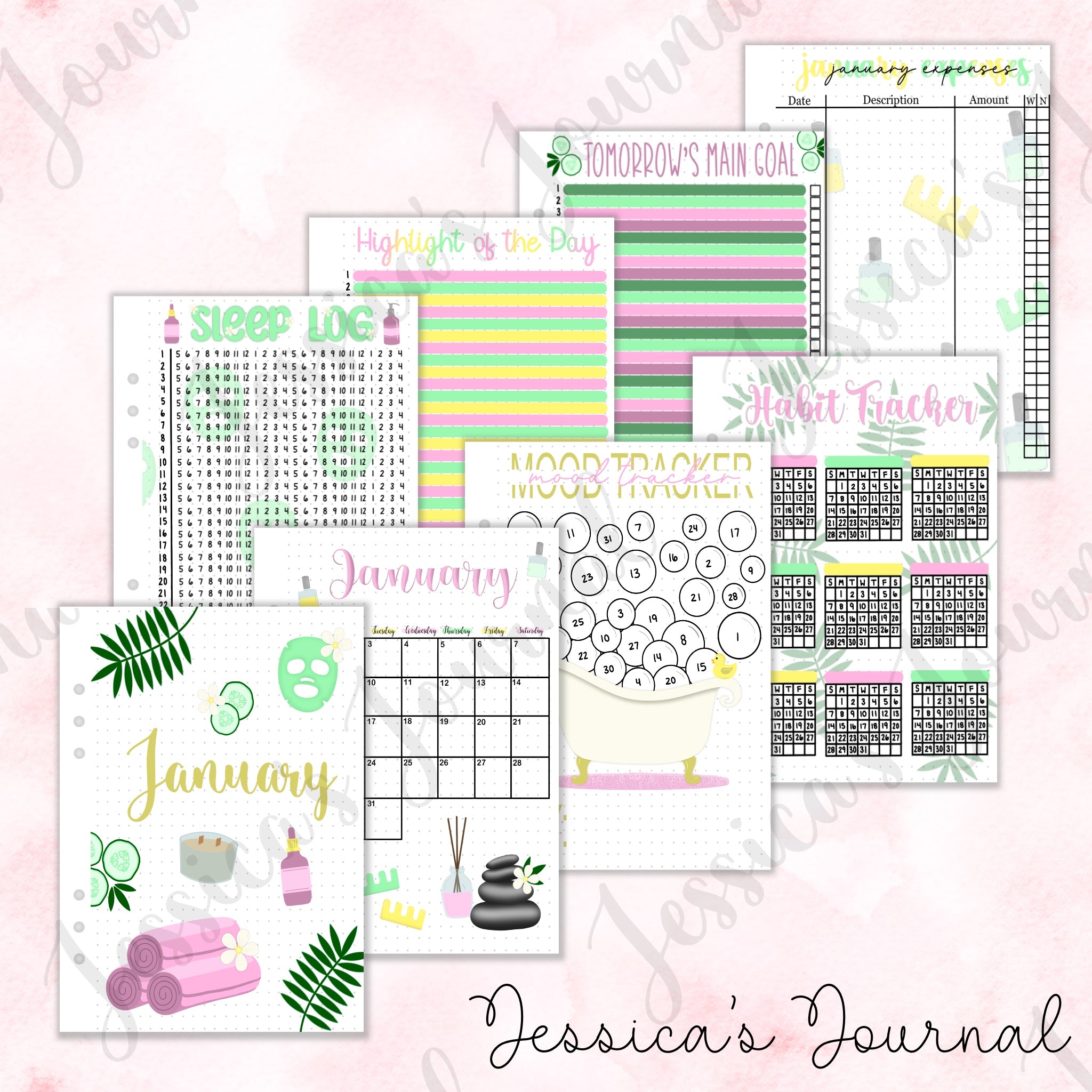 January Spa Themed Monthly Spreads 2024 Jessica S Journal   January Phys. 