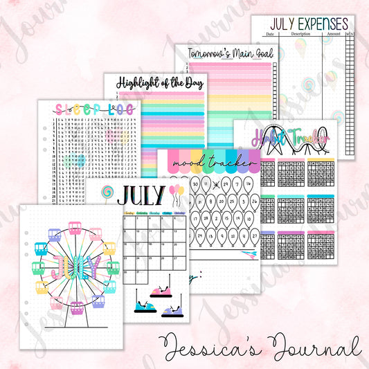July Amusement Park Themed Monthly Spreads | 2024