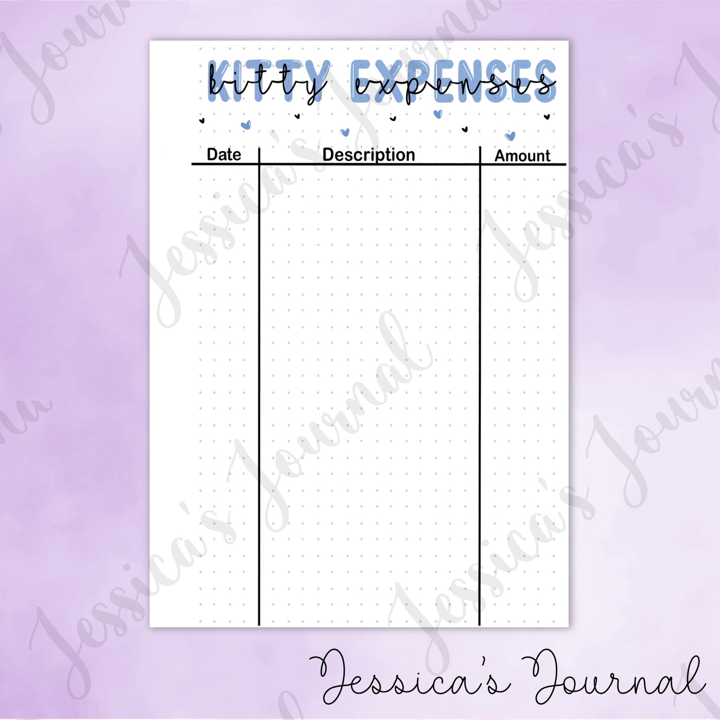 DIGITAL DOWNLOAD PDF Kitty Expenses Tracker | Journal Spread