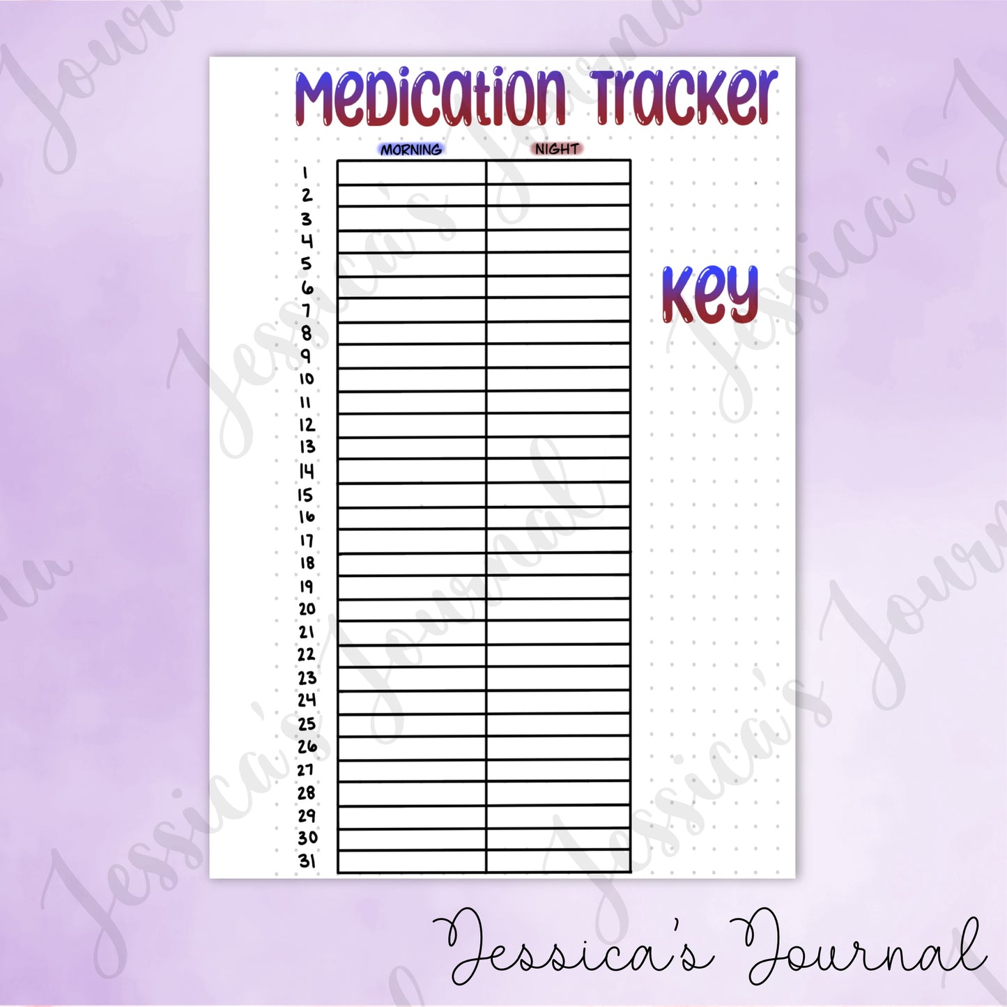 DIGITAL DOWNLOAD PDF Morning/Night Medication Tracker | Journal Spread