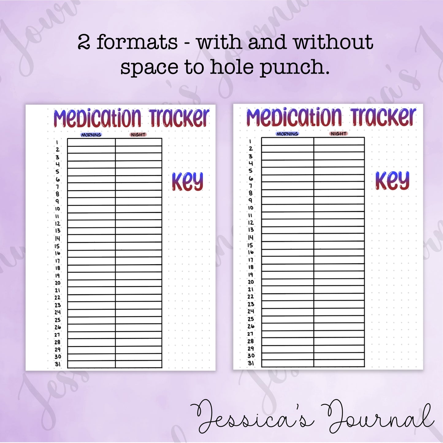 DIGITAL DOWNLOAD PDF Morning/Night Medication Tracker | Journal Spread