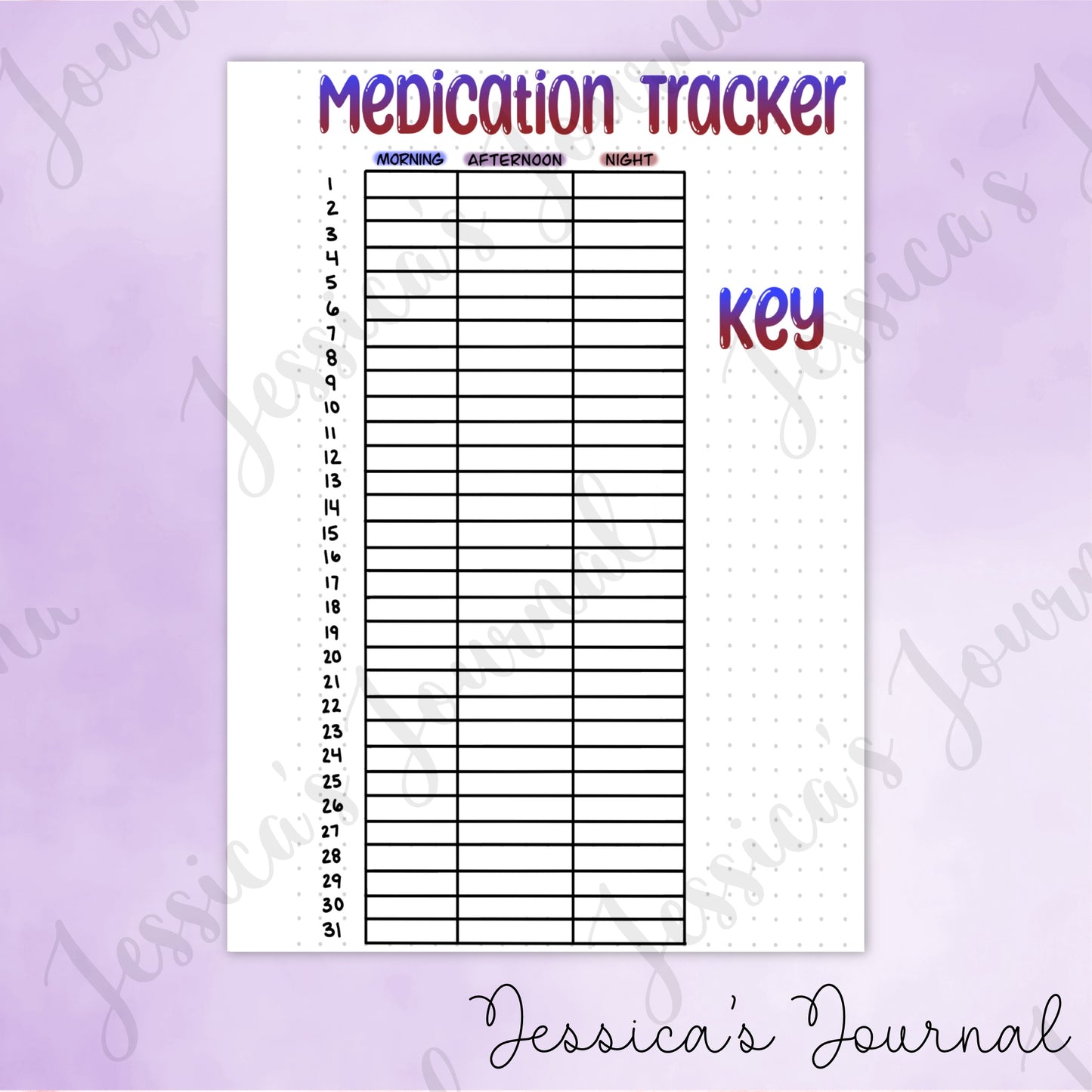 DIGITAL DOWNLOAD PDF Morning/Afternoon/Night Medication Tracker | Journal Spread